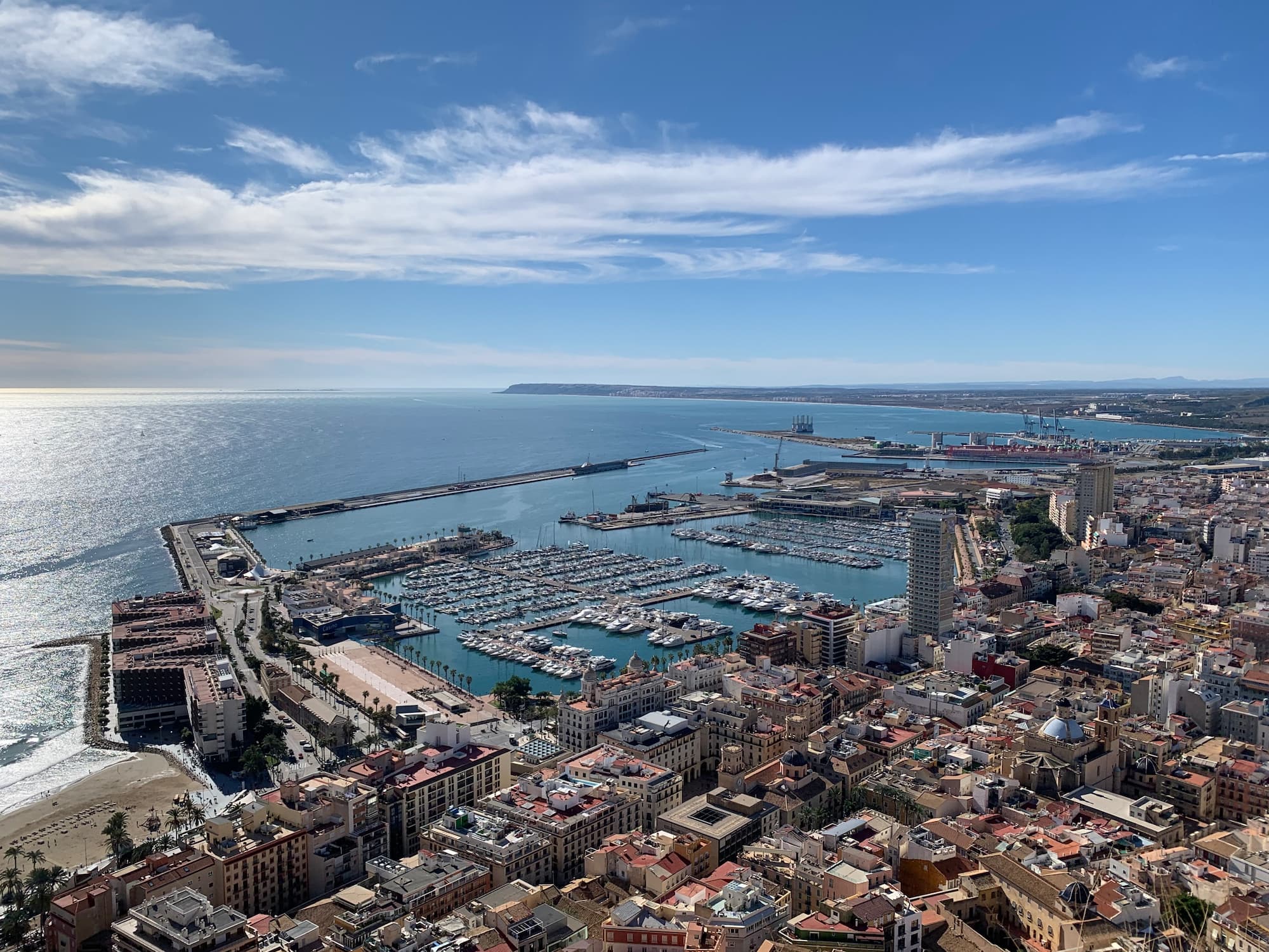 IMG_0703 2-2 Alicante Harbor panorama with boats and clear blue sky