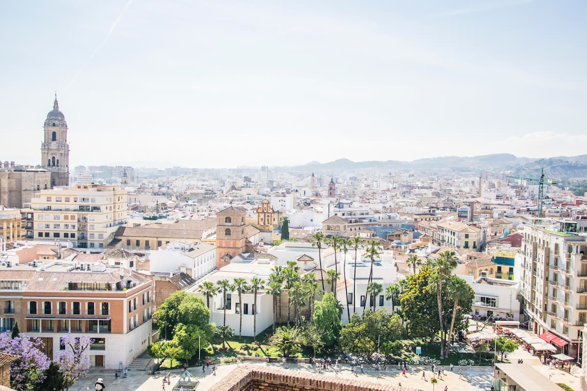 Overview of the rooftops of houses and apartments in Malaga