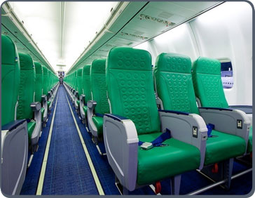 2-vols Interior of an airline heading to Spain