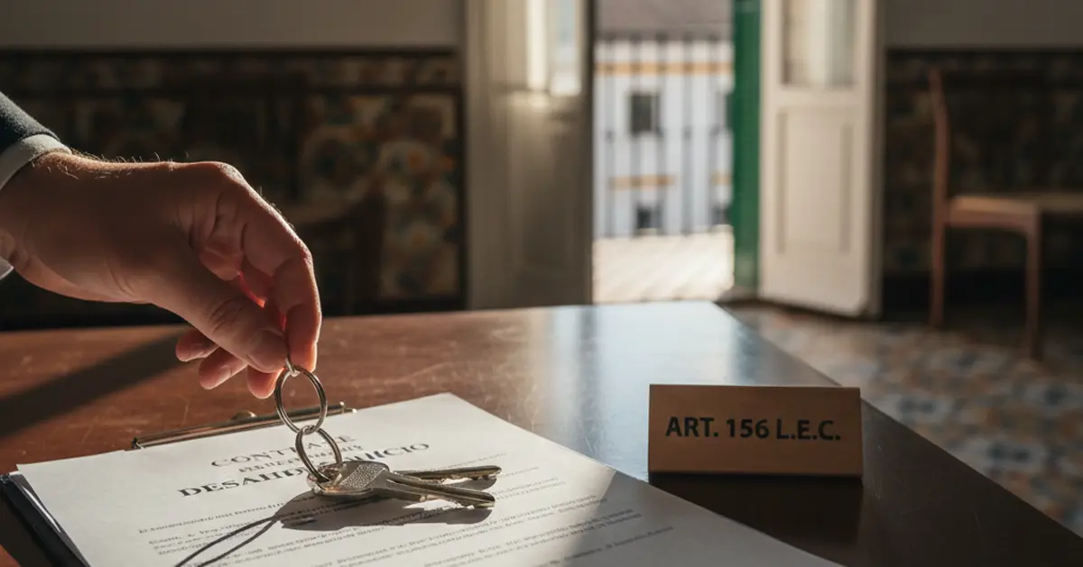 Handing over keys on a rental contract in Spain, symbolizing the end of the lease and the legal eviction process